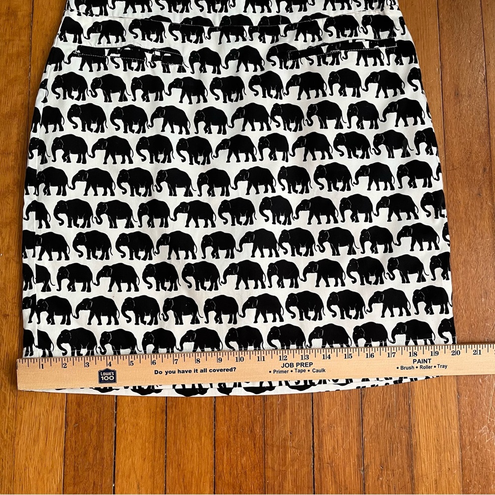 Hatley Sateen Elephant Pencil Skirt Sz 8 Black & White Pockets Lined Artsy Boho - Picture 15 of 15
